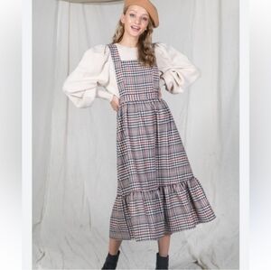 NWT DownEast Plaid Jumper with Ruffle Hem